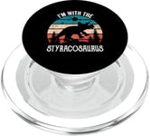 I'm With The Dinosaur Styracosaurus, Retro Dino Gifts Kids PopSockets PopGrip for MagSafe