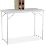 Table de jardin pliante, réglable en hauteur, 74x120x60 cm, pour 6 personnes, acier et plastique, blanche - Relaxdays