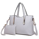 Miss Lulu Leather Tote Handbags for Women Ladies Top Handle Bag Laptop Shoulder Bag Large Set Capacity Cream White