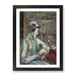 Lady In The Box By Lesser Ury Classic Painting Framed Wall Art Print, Ready to Hang Picture for Living Room Bedroom Home Office Décor, Black A2 (64 x 46 cm)