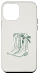 iPhone 12 mini Sage Green Neutral Cowboy Boots Bow Coquette Aesthetic Case