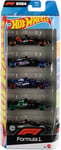 Hot Wheels Formula 1 Coffret de 5 Voitures de Course en métal à l’échelle 1/64, décorations représentant différentes écuries de F1, à Collectionner, JGF58