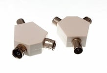 5 X Coaxial Coax Aerial Wire Cable Connectors Y Splitter | Onestopdiy New