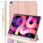 iMieet New iPad Air 5th Generation Case 2022/iPad Air 4th Generation Case 2020 10,9 tum med pennhållare [Support Touch ID och iPad 2nd P Rose Gold