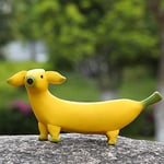 Lhocm Figurines de Jardin Mignonnes en Forme de Chien Banane, Nains de Jardin créatifs en résine pour la Maison, la terrasse, Le Jardin, la Cour, Le Bureau, Les décorations d'automne extérieures,