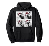 Funny Sphynx Cat in Santa Hat Christmas Photobooth Selfie Pullover Hoodie