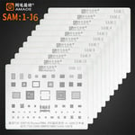 Pochoir De Reballage Sam 1-17 Bga Sam13 Sam14 Pour Samsung A70 A80 A90 Note Exynos7870 9611,Puissance Ic Audio Cpu Maille En Acier En Étain - Type Sam1-Sam11 11pcs