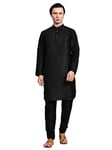 SKAVIJ Kurta Pajama Set for Men Indian Ethnic Party Wear Dress Black XL