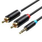 Cable Jack 3,5 mm vers 2RCA Audio Cable stéréo HiFi pour Smartphone Amplificateur Subwoofer Home Cinéma DVD VCD Cable AUX, 10M