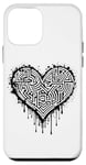 Coque pour iPhone 12 mini Motif celtique en forme de cœur monochromatique, nœud celte