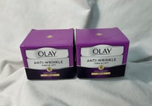 2 X OLAY Anti-Wrinkle Firm & Lift Day Cream SPF15 Moisturiser 50 ml