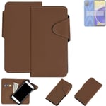 Protective cover for HTC Wildfire E2 Play flip case faux leather brown mobile ph