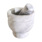 Capacitea 6935517115463 Heavy Duty Stone Mortar and Pestle Set for Grinding Spices Crushing Herbs, White, Large, 14.5cm Diameter, 14.2cm Height