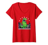 Rugrats Reptar Patriotic American Flag City Poster V-Neck T-Shirt