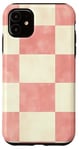 Coque pour iPhone 11 Motif damier rose et beige rétro