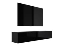 Meuble TV Suspendu, 170 X 34 X 32 Cm, Noir Mat / Noir Brillant