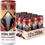 TENZING Natural Energy Drink, Plant Based, Vegan, & Gluten Free Drink, +BCAA, Pineapple & Passionfruit, 250ml (Pack of 12) - Packaging may vary