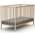 Lit bébé en bois massif brut, sommier réglable 60X120 cm WEBABY   