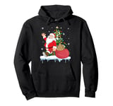 Santa Ugly Christmas Tree Lights Coyote Animal Pullover Hoodie