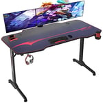 Homall Bureau Gaming 160x60cm Bureau Gamer,Tapis de Souris de Bureau Complet,avec Un Plateau en Fibre de Carbone, Informatique Ergonomique, Table Gaming avec Porte Gobelet et Crochet pour Casque,Noir