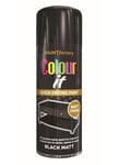 Colour It Jet Black Spray Paint Matt Finish Metal Plastic Wood Quick Dry 400ml