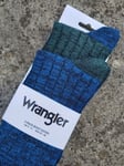 2 PAIRS : Genuine WRANGLER BOOT SOCKS Blue / Green Marl SOCKS 9-11 43-46 draw