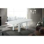 Table à manger avec ouverture pour livre, Made in Italy, Console de cuisine auxiliaire, Table extensible, 90x90h75 cm, Couleur blanc brillant, avec