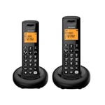 ALCATEL E260 S. Voice Duo - Téléphone Fixe sans Fil DECT avec Répondeur - Design Compact - Grand Écran Rétroéclairé - Mains Libres - Fonction Blocage des Appels Indésirables - 2 Combinés - Noir