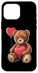 Coque pour iPhone 16 Pro Max Ours en peluche coeur amour joyeux Saint-Valentin