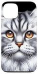 Coque pour iPhone 13 Chat tigré argenté x Chat mignon x Chat gris