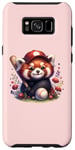 Coque pour Galaxy S8+ Joli baseball jouant un panda rouge sur un rose