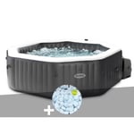 Spa gonflable Intex PureSpa Carbone octogonal Bulles et Jets 4 places + 5 kg de sel Noir