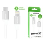 USB-C to iPhone & iPad Cable 2M White Fast Charge Durable Aluminium Connector