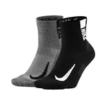 Nike Unisex Multiplier Ankle One Quarter Socks - Black/Black, Small