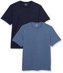 Amazon Essentials Men's T-Shirt Regular-Fit Short-Sleeve Crewneck, Pack of 2, Dark Blue/Navy, XS