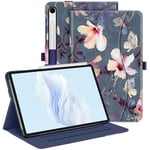 FINTIE Coque pour Samsung Galaxy Tab S9 FE 10.9 Pouces/Tab S9 11 Pouces 2023 - Housse Multipositions Ajustables, Etui avec Poche de Document, Fonction Sommeil/Réveil Auto, Fleur Hibiscus