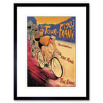 Tour De France 1903 Bicycle Race Sport Cycling Colourful Vintage Illustration Poster Ad Artwork Framed Wall Art Print 12X16 Inch