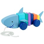 Shark Pull Along Toy - Animal Push and Pull Along Toys for 1 Year Olds, Toddler, Walker Wooden Toys - 1st Birthday Gifts for Baby Boys and Girls - Early Development & Activity Toys by Orange Tree Toys