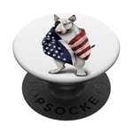 Bull Terrier Dog Patriot Wrap dans le drapeau des États-Unis Amérique PopSockets PopGrip Adhésif