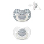 Suavinex, Lot de 2 Sucettes pour Bébé 6/18 Mois, Sucettes Phosphorescentes, Idéal Nuit, avec Tétine Symétrique SX Pro en Silicone, Réversible, Douce et Souple, Night and Day, Bleu