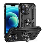 Apple iPhone 14 Pro Military Armour Ring Case Black