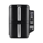 Ninja Double Stack Air Fryer, Friteuse verticale sans huile à 2 tiroirs, 4 niveaux cuisson, 2 tiroirs et 2 grilles, design compact, capacité de 7,6L, 6 fonctions de Cuisson, 6 portions, gris SL300EU