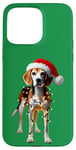 Coque pour iPhone 15 Pro Max Harrier Chapeau de Père Noël avec lumières de Noël pour maman papa amoureux