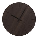 Hemverk - Dark Oak veggklokke 28 cm mørk eik m/svart viser