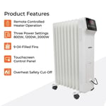 Oil Filled Radiator Portable Electric Heater Thermostat 9 Fins