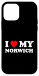 Coque pour iPhone 12 mini J'adore mon chien Norwich Terrier Heart, maman et papa