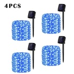 (12m100leds4kpl sininen)7m Solar Led Lights Outdoor Festoon Led Lamppu Solar Garden Outdoor Keiju String Garland Joulukoristeet 54321pakkaus