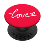 PopSockets Cell Phone Pop Out Holder Love Sign Cool Red and White Heart PopSockets PopGrip: Swappable Grip for Phones & Tablets