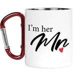 Tongue in Peach Carabiner Mug | Camper Cup | Thermal Mugs | I'm Her Mr | Husband Hubby Boyfriend Couple's Gift Valentines Lover Outdoors Walking | CMBH266