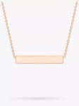 IBB Personalised Small Horizontal Bar Initial Pendant Necklace, Rose Gold